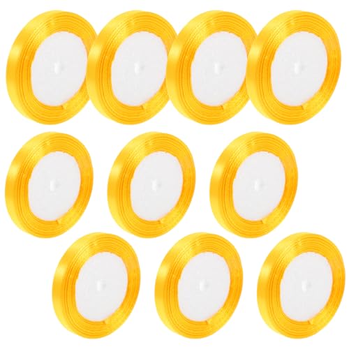 Lurrose 10 Rollen Geschenkverpackungsband Sackleinenband Dekoratives Geschenkband bündeln seidenband ribbon gestaltetes Geschenkband Bastelband für den täglichen Gebrauch Polyester Golden von Lurrose