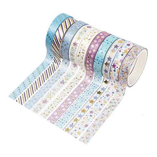 Lurrose 10 Rollen Heißpräge-Washi-Tape selbstgemachte Aufkleber Pastell Album dekorative Klebebänder zum Abdecken Verpackung scrapbook scheckheft dekorative Materialien Papier Klebeband von Lurrose