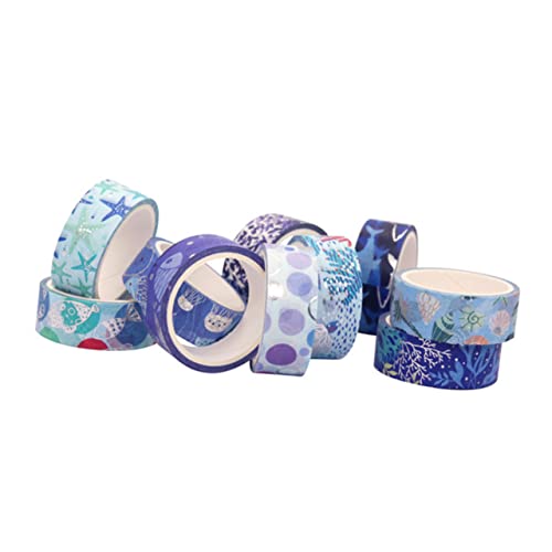 Lurrose 10 Rollen Heißpräge-washi-tape Klebrig Klebebandspender Für Bastelarbeiten Entfernbares Doppelseitiges Klebeband Packband Klar Klebeband Für Scrapbooking Schrott Blue Papier von Lurrose