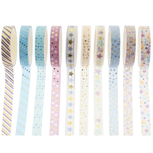 Lurrose 10 Rollen Heißpräge-washi-tape Klebriges Papierband Folienband Dünnes Doppelseitiges Klebeband Doppelseitige Schaumstoffstreifen Klebebandspender Aufkleber Punkt Japanisches Papier von Lurrose