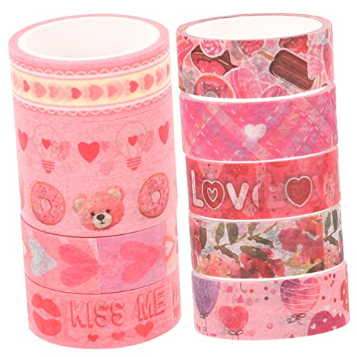 Lurrose 10 Rollen Valentinstag Washi Tape dekorative Klebebänder Bandspender geschenkideen valentinstag valentine decoration Briefpapier-Set aufkleber Handbuch Dekore bedruckte Klebebänder von Lurrose