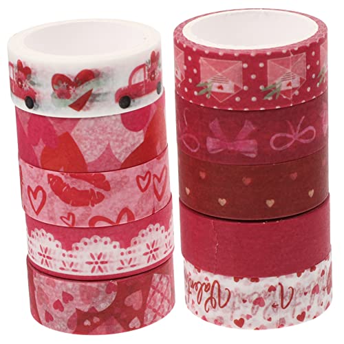 Lurrose 10 Rollen Valentinstag Washi Tape funkeln Aufkleber klebrig Dekorative Klebeband für Handwerksklebeband für DIY-Projekte basteln selbstklebende DIY-Klebebänder Milchband von Lurrose