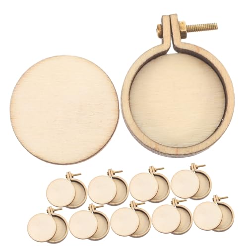 Lurrose 10 Sätze Mini-Stickerei-Stretch-Set Miniaturrahmen Stickrahmen für DIY Kreuzstich Rahmen für DIY Schmuck bestickt Stoff Bausätze DIY Mini-Stickringe Reifen zum Basteln Holz Beige von Lurrose