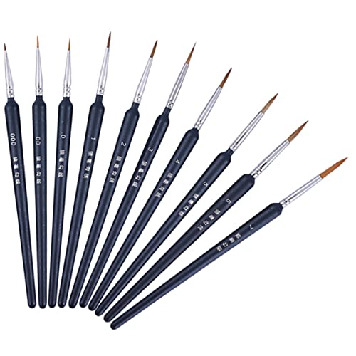 Lurrose 10-teiliges Set Mikrobürste Punktierung Extra Feiner Detailpinsel Stand Bausatz Trockener Pinsel Miniaturfarbe Aquarell-kit Gel Miniaturen Zahlen Pinsel Kunst TIPP Hölzern Blue von Lurrose