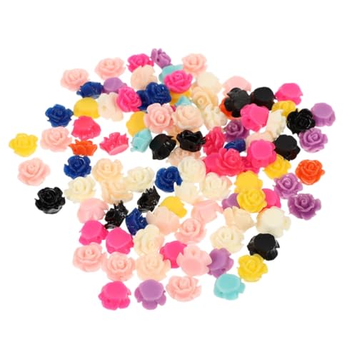 Lurrose 100 Stück Rosenverzierungen Aus Kunstharz Rosenhalsketten Charms Perlen Zum Basteln Charms DIY Bastelperlen Rosen Im Cabochon Plattierungen Rosenperlen Halsketten von Lurrose