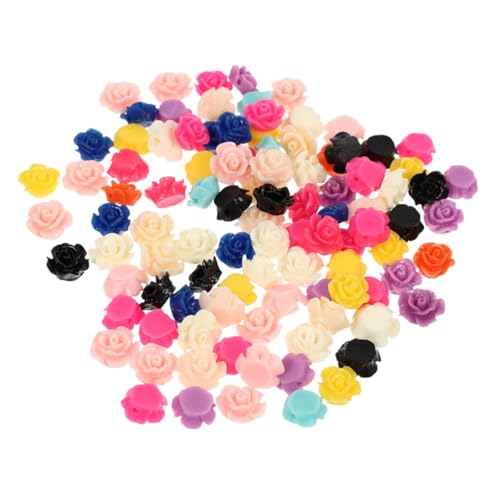 Lurrose 100St Harz stieg Gold Perlen zum Basteln Charme Blumenanhänger rosa Schmuck Blüte bastelkasten bastelmaterial Harzmaterial Halskette DIY-Versorgung DIY ohrring schmuck anhänger von Lurrose