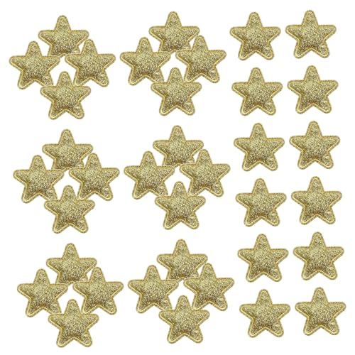 Lurrose 100st Pentagramm-patch Partylichter Weihnachtsaufkleber Usb-lichterkette Warm Lichterketten Im Freien Pailletten-patches Urlaubssternapplikation Sterne Strass Stoff Golden von Lurrose