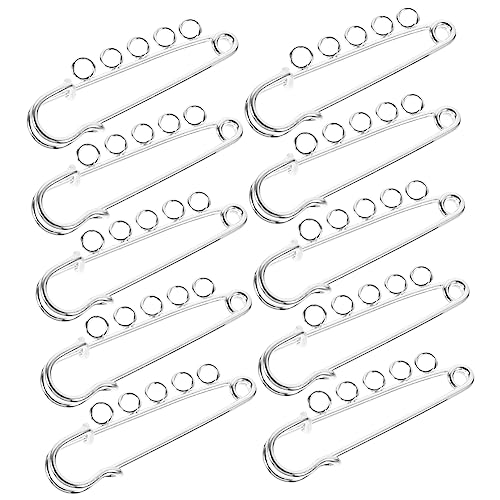 Lurrose 10St 5-Loch-Sicherheitsnadel Sicherheit von gestrickten Stoffen Federverschlussstift aus Metall Schmuck Sicherheitsnadeln Clips Brosche für DIY schwer Rock Schal Decke Fräulein von Lurrose