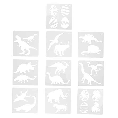 Lurrose 10St Dinosaurier-Vorlage Malschablonen Kunst Schablonen Zeichnen Malen Sprühen Schablone Malvorlage sprühschablonen plastikenten wiederverwendbare Schablonen Bastelschablonen Weiß von Lurrose