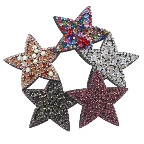 Lurrose 10St Fünfzackiger Stern-Strassaufkleber Hutflecken Strasssteine Patch schuhreparatur rhinestones kleider dekorative Fellflecken austauschbare Hutaufnäher Stoff mit Kunststoff von Lurrose