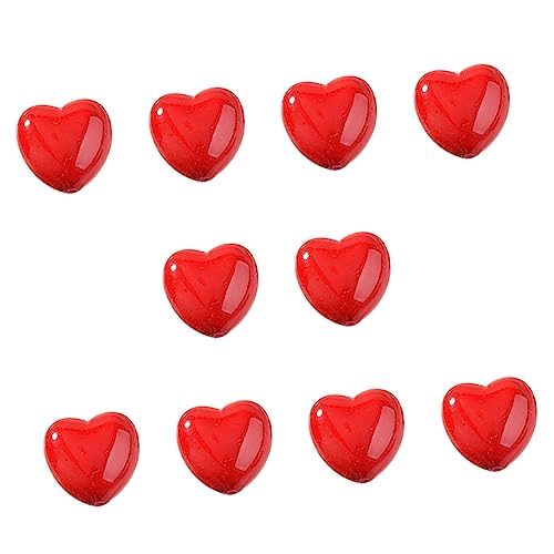 Lurrose 10St Liebe Perlen kunststoffperlen bastelideen Schmuckgestaltung polsterelemente heart beads Korb Horn Armbänder Aufkleber Korn Halskette Perlen Herz-Schmuck-Accessoire Plastik rot von Lurrose