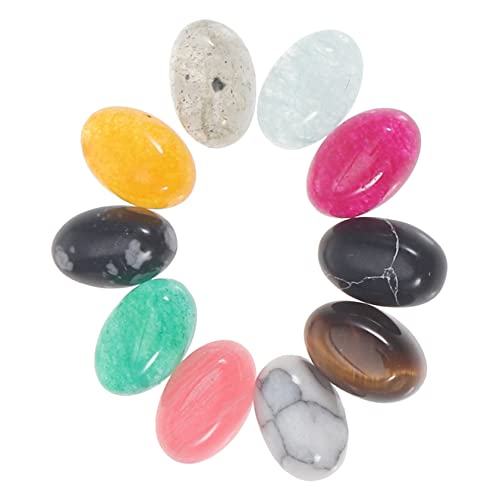 Lurrose 10St Oblate Strasssteine ​​für Nä Abstandsperlen geblendet Amethyst Streifenbildung auslauf outlet Basteln the rings Cabochons Steindekoration natürliche Cabochons- Jade von Lurrose