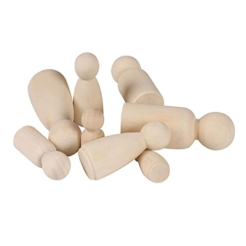 Lurrose 10St Puppenkörper aus Holz Krippenspielzeug für Kinder einfache Steckpuppen Peg-Puppen-Spielzeug kinder holzspielzeug holzfiguren Puppenspielzeug Holzpuppenmenschen Hölzern Yellow von Lurrose