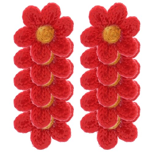 Lurrose 10St kleiner Blumenbeet Heimdekoration Aufnäher für Kleidung nähen Pfingstrosen gefälschte Blumen Blumendraht An Patch aufnähen Kleiderflicken selber machen Kleiderdekore Garn rot von Lurrose