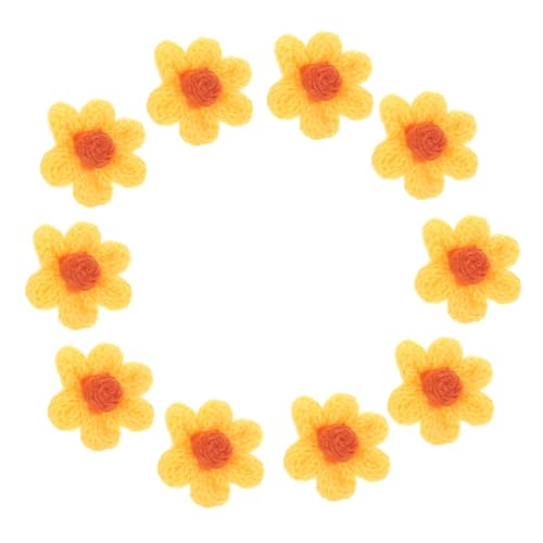 Lurrose 10St kleiner Blumenbeet weiß künstlich Künstliche Pflanzen für die Innendekoration Stoffwand Stoffblumen Patch kleider Reparaturaufkleber für Kleidung Kleidungsdekor Garn Yellow von Lurrose