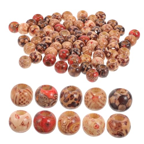 Lurrose 10mm Vintage Holzperlen Runde Loose Beads Für DIY Schmuck Halsketten Und Armbänder Kreative Bastelperlen Aus Solidem Gemischte Farben von Lurrose