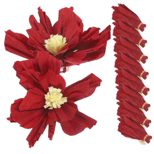 Lurrose 10st Blumenstrauß Aus Krepppapier Künstliche Rosen Künstliche Hortensienblüten Gefälschte Blumen Gefälschte Tulpen Blumen Basteln Künstliche Blumen Masse Papierhandwerk Blumen- Rot von Lurrose