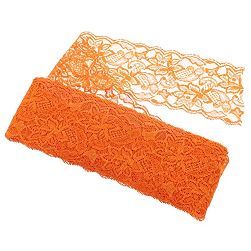 Lurrose 10st Stretch-spitze Kragen Quasten Aus Baumwolle Stoffschere Gehäkelte Spitzenbesatz Breiter Spitzenbesatz Spitzenband Aus Baumwolle Floral Bestickte Spitze Vorhang Elasthan Orange von Lurrose