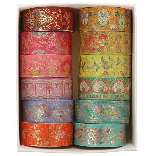 Lurrose 12 Rollen Taschen- und Papierklebeband Farbband dekoratives Klebeband zum Basteln Floristenband Verzierungen retro the washi tape washi-tape Handkontenbänder DIY Washi Tape basteln von Lurrose