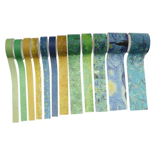 Lurrose 12 Rollen Taschenband Aufkleber Sammelalbum Glitzerstifte Markierungen Bücher- multifunktionales klebeband washi-tape papierklebebänder selber machen DIY-Bänder Green von Lurrose