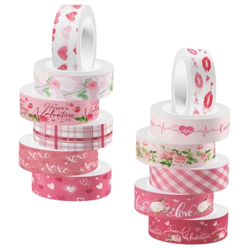 Lurrose 12 Rollen Valentinstag Washi Tape Spender Textmarker doppelt Papier Klebeband süßes Band buchstaben basteln paketpapier geburtstagsmitgebsl Planerbänder DIY Klebeband Washi-Tape von Lurrose