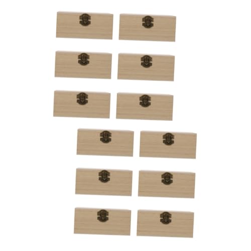 Lurrose 12 Stk Holzkiste Mit Schloss Tischdekoration Schatztruhe Retro-verpackungsboxen Halter Ringspeicher-organizer Behälter Mit Deckel Schreibtischaufsatz Nützliche Holzkisten Hölzern von Lurrose