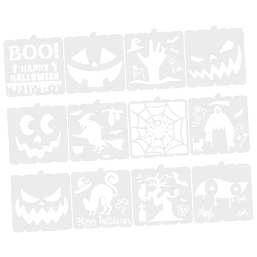 Lurrose 12 Stück Halloween Zeichenvorlage Feiertags Bastelzeichnungsvorlage Halloween Schablonen Für Fußmatten Make Up Malvorlagen Happy Halloween Schablonen Zeichenschablonen Weiß von Lurrose