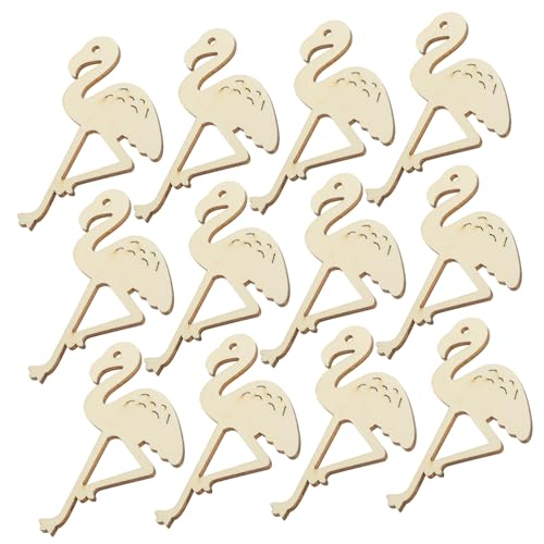 Lurrose 12 Stück Holzausschnitte Flamingo-Verzierung Flamingo-Geschenkanhänger Aufziehspielzeug aus Blech holzfiguren holzdeko Pflanzendekor hölzerne Ornamente holzhandwerk Bambus von Lurrose