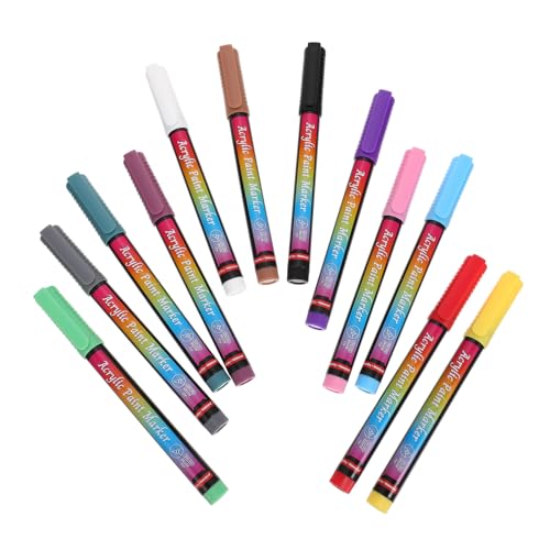 Lurrose 12 Stück Pinsel Permanent Marker Stifte Farbmarkierungsstifte Journal Planer Stifte Farbstifte Modellfarbe Schnell Trocknender Marker Schreibwarenbedarf DIY Graffiti Stifte von Lurrose