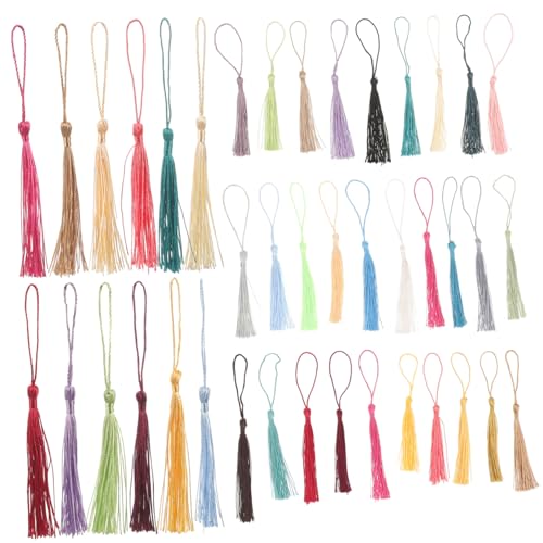 Lurrose 120St Telefonanhänger Quaste bookmarks dekoration schlafzimmer sack geschenkbeutel Quastenband Edelsteinperlen Fächerquaste Quaste im chinesischen Stil Stoff Colorful von Lurrose