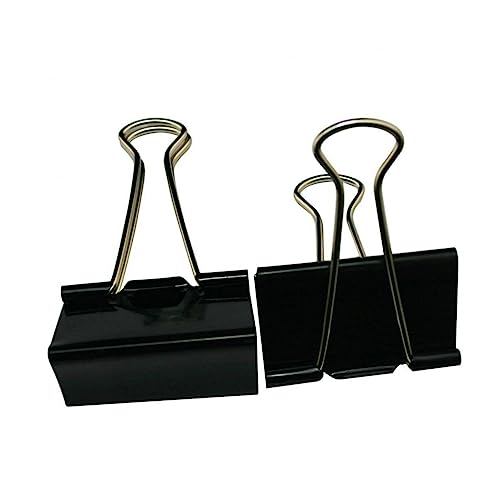 Lurrose 12St Büroklammern aus schwarzem Metall Clips für Finanzordner Bürobedarf office accessories büroartikel paper holder büromaterial Binderclip für den täglichen Gebrauch 25mm Black von Lurrose