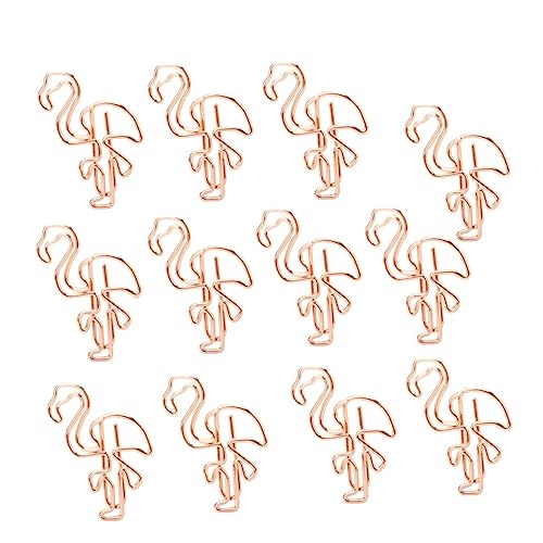 Lurrose 12St Büroklammern beachten büroartikel büromaterial briefpapier schulzeug Cute paper clips Unique paper clips Büroklammern aus Metall Notizklammern Flamingo-Büroklammern Golden von Lurrose