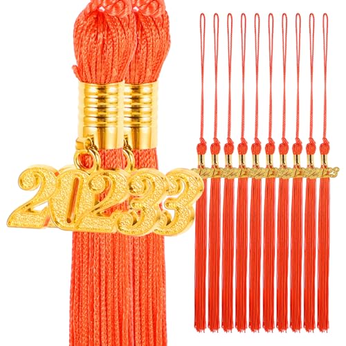 Lurrose 12St Doktorhut Quaste collegen feierstahl abschlusshüte Abschlusskappe unimate Kindergartenabschluss Abschlussball 2023 Jahre Charm-Dekorationsquasten Hut Quasten Polyester Orange von Lurrose