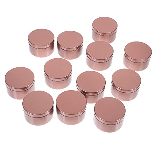 Lurrose 12St luftdichtes Kerzenglas Keksdose Blechdose Overnight-Oats-Glas siebdruck lagercontainer kerzenhalter kerzenlöscher Kerzengläser für Kerzen Aluminium Light Brown von Lurrose