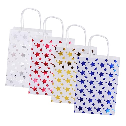 Lurrose 12st Papiertüten Mit Griffen Süße Tragetasche Weihnachtsferien Taschen Geschenktragetasche Aus Papier Stern Geschenktüte Aus Papier Einkaufstasche Süssigkeit Einkaufen Handtasche von Lurrose