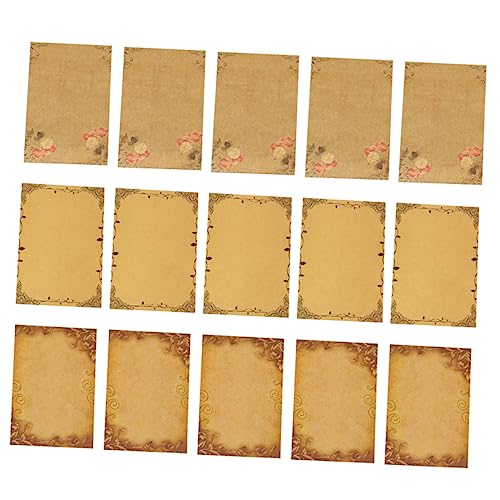 Lurrose 144 Blatt Vintage Briefpapier Notiz Postpapier stationäres Pergamentpapier antikfarbenes bedrucktes Papier calligraphy paper paketpapier Nachrichtenkarte Retro-Briefpapier von Lurrose