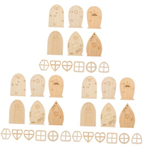 Lurrose 144 Stk Mini-Feentür unbemalte Feenhaustüren DIY Fee Gartentür Chips DIY-Kits außen woodcarver Kinderzimmerdekoration holzkit holztür Feenhaustüren Chips unvollendetes Holzhandwerk von Lurrose