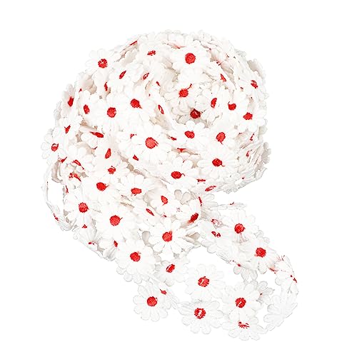 Lurrose 15 Yards Daisy Flower Lace Trim Rote Stickerei Für DIY Bastelarbeiten Hochzeitsdekoration Und Bekleidungszubehör Perfekt Für Kreative Nähprojekte Und Applikationen von Lurrose