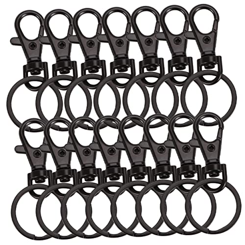 Lurrose 15st Karabiner Schlüsselanhänger Bulk-schlüsselringe Drehbarer Schlüsselanhänger Schlüsselanhänger-clips Zum Basteln Schlüsselhaken Schlüsselbundklammern Und -ringe Metall Black von Lurrose