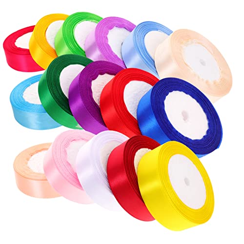 Lurrose 16 Rollen 25cm Band DIY- Hochzeitsgeschenkband Partygebrauchsband Bänder Seidenband wohnraumdeko bastelmaterial Geschenkverpackungszubehör Blumenverpackungsband Polyester von Lurrose