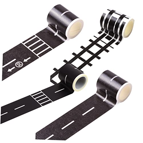 Lurrose 1Set DIY Track Aufkleber Klebeband Verkehrsstraßenaufkleber DIY Verkehrsstraßenaufkleber Eisenbahnstraßenaufkleber Eisenbahnstraßenaufkleber Japanisches Papier 4Rolls von Lurrose