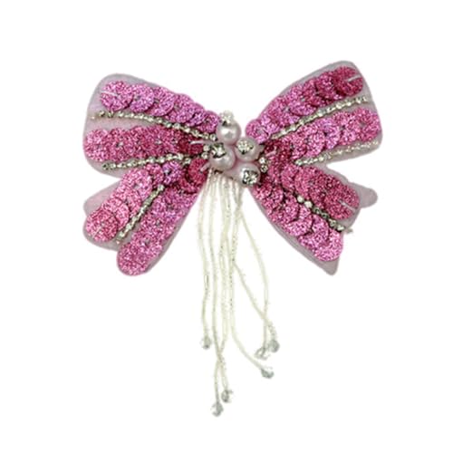 Lurrose 1Stk Banner bestickt Reize Spitzenapplikation Fliege aus Samt Wäscheklammern Stift seidenband ribbon glitter tafeltücher tischdeke Bowknot-Patch Kostüm-Patch Perlen Pailletten Rosa von Lurrose