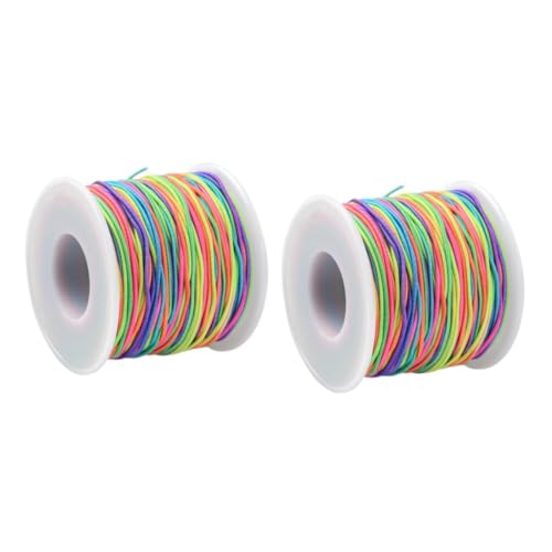 Lurrose 2 Rollen 1 Mm Bunte Kerngesponnene Elastische Schnur DIY Schmuckzubehör Selbstgemachtes Armband Halskette Draht Kette Kabel Schmuckdraht Makramee Knotenschnur Schnur von Lurrose