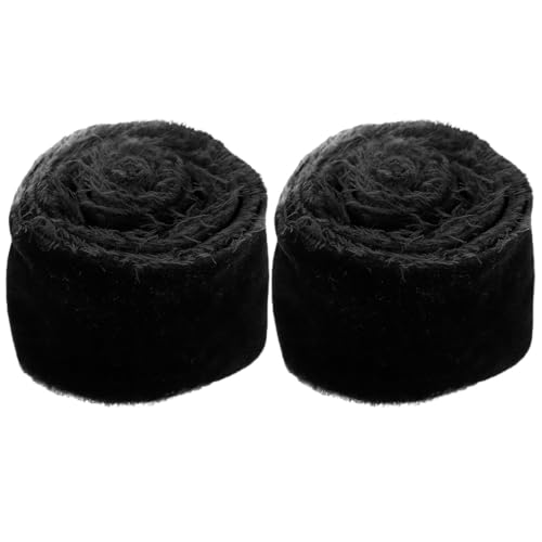 Lurrose 2 Rollen Samtband Reißen Bogen Aufkleber Band Umwickeln Haarband Bänder Zum Einpacken Bausatz Spitzenband Zeremonie Perlen Party Garnband Quaste Die Ammer Abs Black Polyester von Lurrose