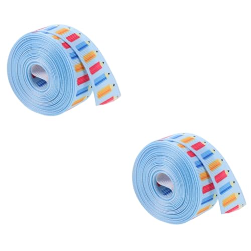 Lurrose 2 Rollen Schleife Blumen Wickelband Linealband Dekoratives Geschenkband Zurück Zu Schulbögen Geschenkband Mit Schulmuster Zurück Zum Schulkranz Lehrerband Verpackungsband Polyester von Lurrose