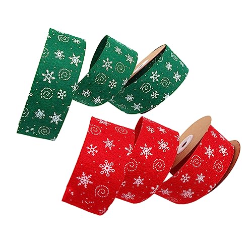 Lurrose 2 Rollen Schleife seidenband ribbon geschenkbänder set bandfeile Weihnachtsdekorationen weihnachtliche Tischdekoration Weihnachtsbastelband Weihnachten DIY Bastelband Polyester rot von Lurrose