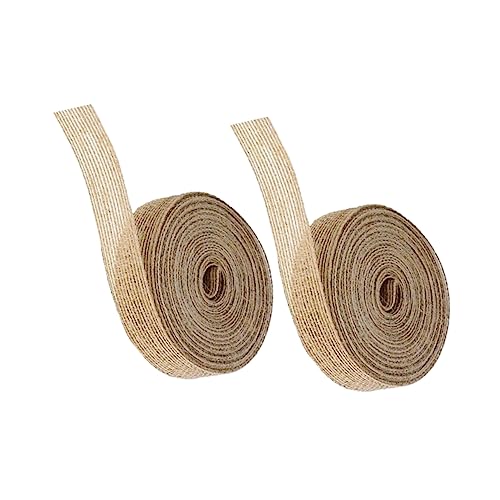 Lurrose 2 Rollen Schnur-Gurtband-Dekoration Jute-Spitzenband Sackleinenband Wickelschnur favorisieren seidenband ribbon Geschenkband selber machen DIY-Bänder natürliche Jute Light Brown von Lurrose