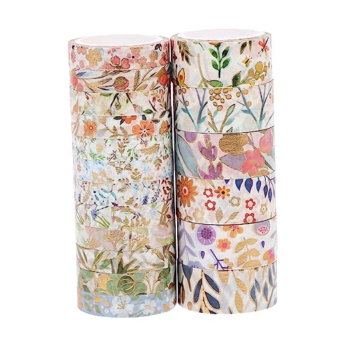 Lurrose 2 Sätze Blumen Und Washi Tape DIY Handkonto Klebebänder Aufkleber Ästhetische Platten Dekoration Blumenaufkleber Zum Basteln White Out Klebeband Montageband 18 Rollen * 2 von Lurrose