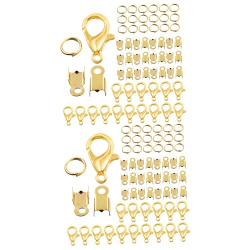 Lurrose 2 Sätze Diy Zubehör Halskette Karabinerverschlüsse Quetschabdeckungen Für Die Schmuckherstellung Ring Zubehör Quetschperlen Biegeringe Zur Schmuckherstellung Ring-kit Golden Eisen von Lurrose