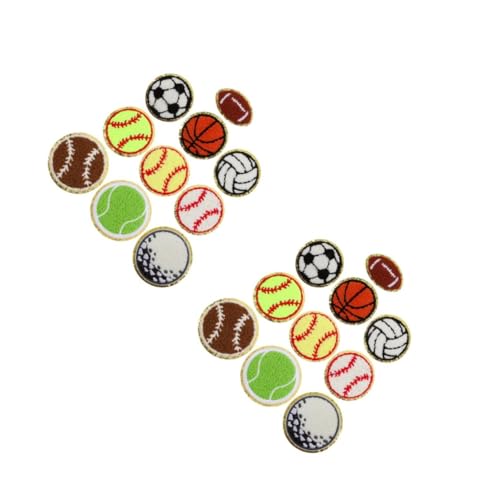 Lurrose 2 Sätze Fußball Stickerei Patch Baseball Patch Fußball Patch Reparatur Patches Stickerei Stoff Patch Sport Patches Zum Aufbügeln Volleyball Patches Stickerei 10 Stück * 2 von Lurrose